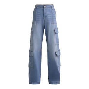 Retro Cargo Skater Blue Jeans Madden NYC High Rise Fit Strech L 12-14